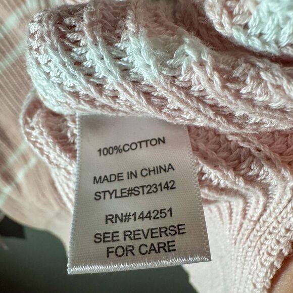 Oversized Blush Pink & White Stripe 100% Cotton Knit Sweater - Picture 4 of 5